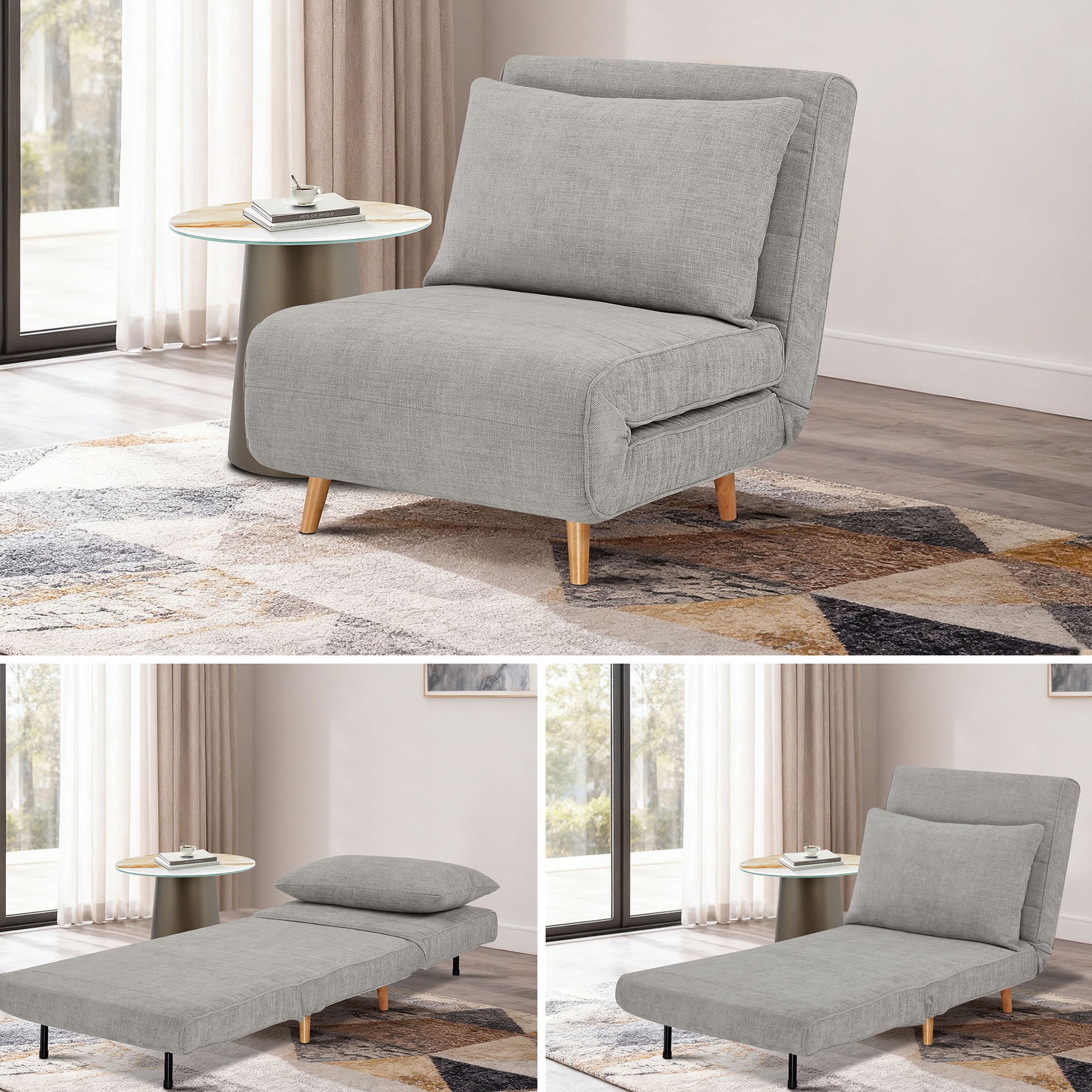 CQSXDA Convertible Sleeper Sofa Chair - 3-in-1 Upholstered Accent Chair ...