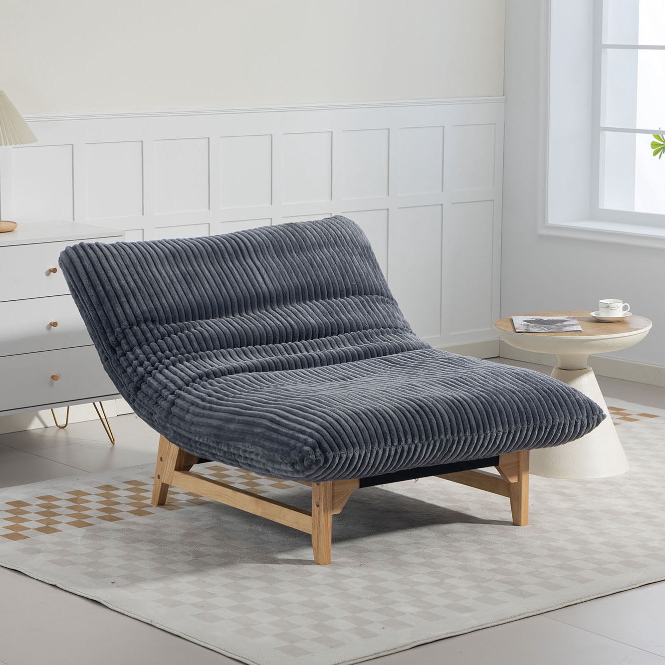 CQSXDA Corduroy Bean Bag Chair for Adults, Large Accent Lazy Sofa with Backrest for Living Room and Bedroom, Single Seat Armless Lounge Chair