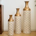 thumbnail image 1 of CQSXDA Tall Modern Home Textured Pattern White Metal Vases, Set of 3, 1 of 15