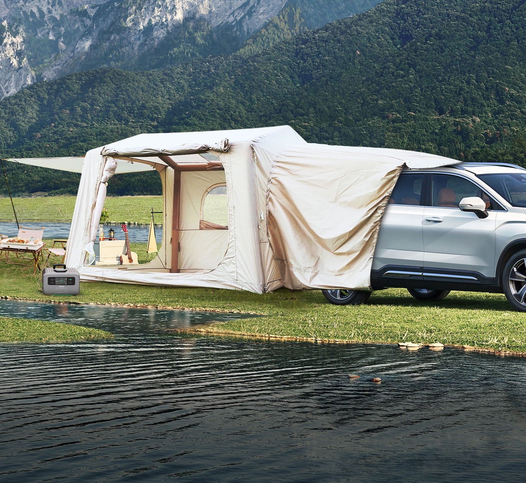 CQSXDA Easy Setup Inflatable SUV Tent in Waterproof Oxford Fabric for 4 Season Camping - Accommodates 6 to 8 People