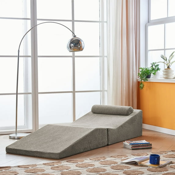 CQSXDA Eco-Friendly High-Density Pure Sponge Foldable Tatami Lounger Sofa Bed for Easy Use in Living Room or Bedroom Options,Gray