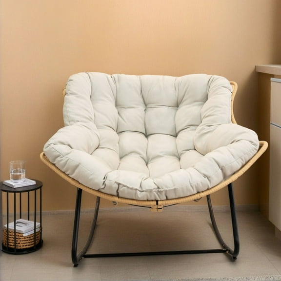 CQSXDA Egg Rocking Chair In Durable Rattan Material Ideal For Indoor Outdoor Seating And Relaxation