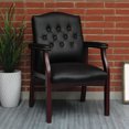 thumbnail image 1 of CQSXDA Ergonomic Leather Reception Guest Chairs With Padded Seat And Arms For Office Meeting Waiting Room Conference Use, Black, 1 of 10