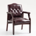 thumbnail image 1 of CQSXDA Ergonomic Leather Reception Guest Chairs With Padded Seat And Arms For Office Meeting Waiting Room Conference Use, Burgundy, 1 of 13