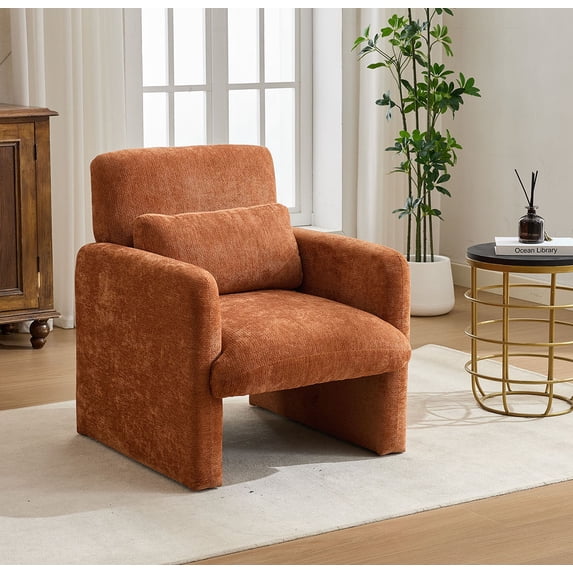 CQSXDA Fabric Accent Chair, Comfy Upholstered Armchair for Leisure Use in Living Room or Apartment Spaces,Orange