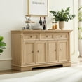thumbnail image 1 of CQSXDA Farmhouse Style Kitchen Storage Cabinet in Classic White Finish 55 Inch Wooden Buffet Sideboard with Drawers, 1 of 9