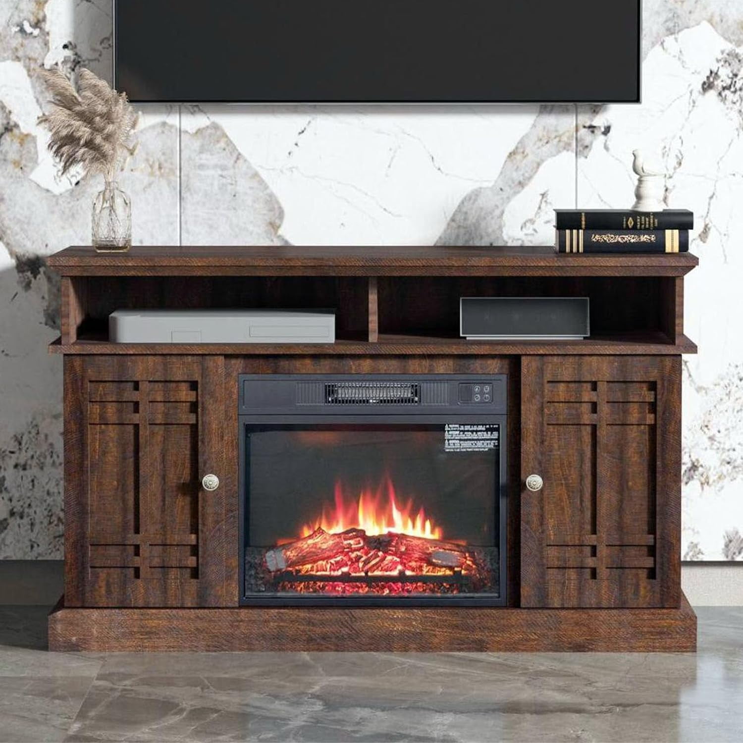 CQSXDA Fireplace TV Stand for 47 Inch TV, Media Console, Entertainment