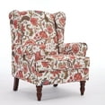 thumbnail image 1 of CQSXDA Floral Upholstered Armchair With Retro Wood Legs, Single Sofa Chair For Living Room And Office, 
Bean paste red, 1 of 15