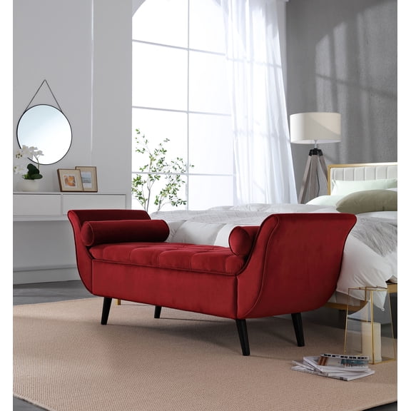 CQSXDA Footstool 65 Inch Long Vintage Tufted Storage Ottoman Velvet Upholstered for Entryway Living Room