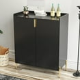 thumbnail image 1 of CQSXDA Functional 2 Doors Wine Bar Cabinet With Soft-Closing Hinges And Adjustable Shelf, Buffet For Kitchen And Dining Room, Black, 1 of 12