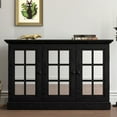thumbnail image 1 of CQSXDA Functional 45" Wide Storage Cabinet With 3 Mirrored Acrylic Doors Adjustable Shelves For Living Room Dining Room Kitchen, Black, 1 of 18