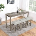 thumbnail image 1 of CQSXDA Functional Bar Table Set with Power Outlet, 4 Piece Industrial Dining Set for Living Room, Dining Room, and More，Brown, 1 of 13