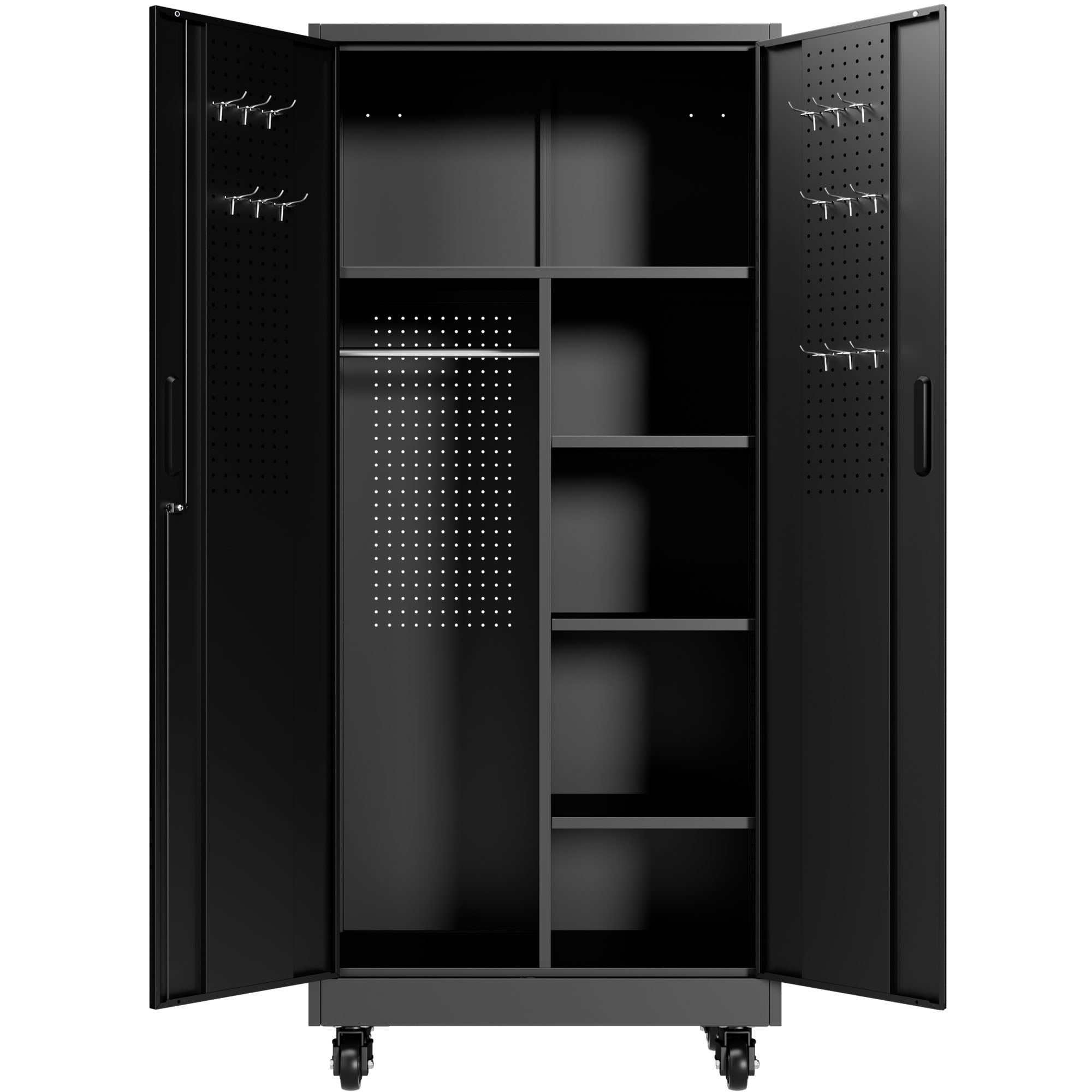 CQSXDA Functional Black Rolling Metal Storage Locker Cabinet - 71 Inch ...