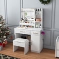 thumbnail image 1 of CQSXDA Functional Vanity Desk with Built-In LED Mirror Lights, 3 Drawers and Power Outlet, Perfect Makeup Table for Women, 1 of 15