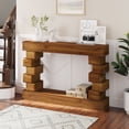 thumbnail image 1 of CQSXDA Geometric Block Stacked Wood Console Table in Warm Natural Finish for Living Room, Entryway or Hallway Decor, 1 of 12