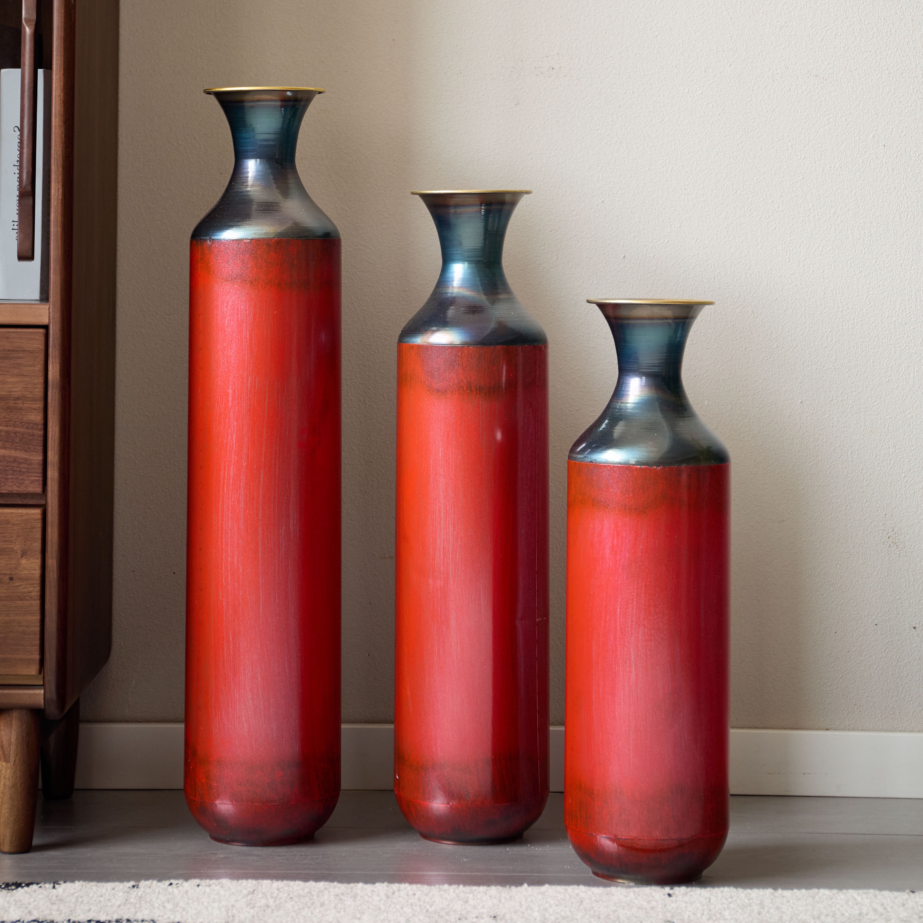 Photo inspiration: Picture Idea: Cqsxda Handcrafted Burned Texture Metal Vases Set Of 3 Rustic