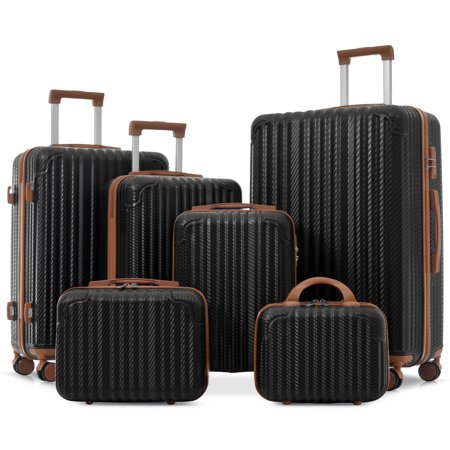 CQSXDA Hardshell ABS Luggage Set in Stylish Design, 6-Piece Collection with Spinner Wheels and TSA Lock for Travel