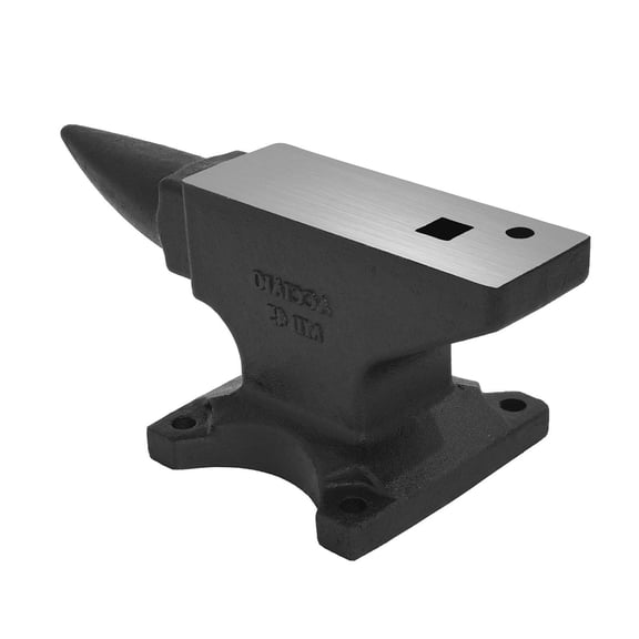 45-Pound Single Horn Anvil, Cast Steel Blacksmith Anvil with Four Mounting Holes, Round and Square Working Holes for Metal Bending and Shaping