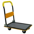 thumbnail image 1 of CQSXDA Heavy Duty Flatbed Cart for Loading and Storage, 330lbs Capacity, Foldable Hand Truck with 360 Degree Swivel Wheels, Yellow, 1 of 11
