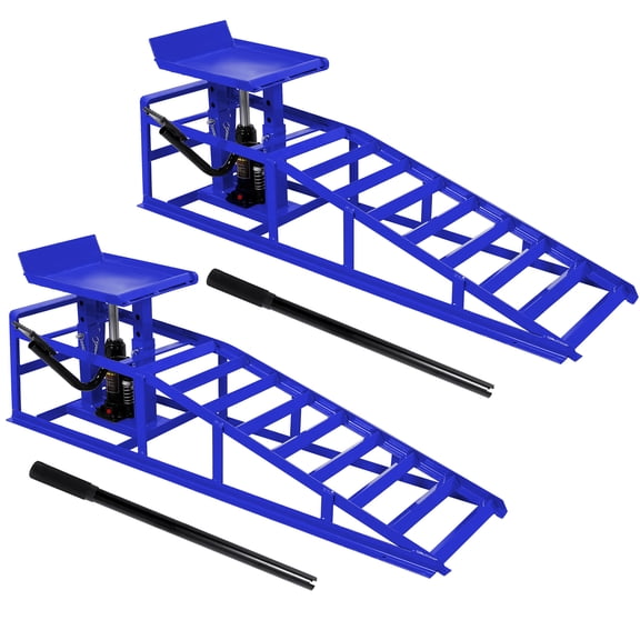 CQSXDA Heavy-Duty Hydraulic Car Lift Ramps in Blue 2 Pack, 5 Ton Load Capacity for Easy Auto Maintenance and Repairs