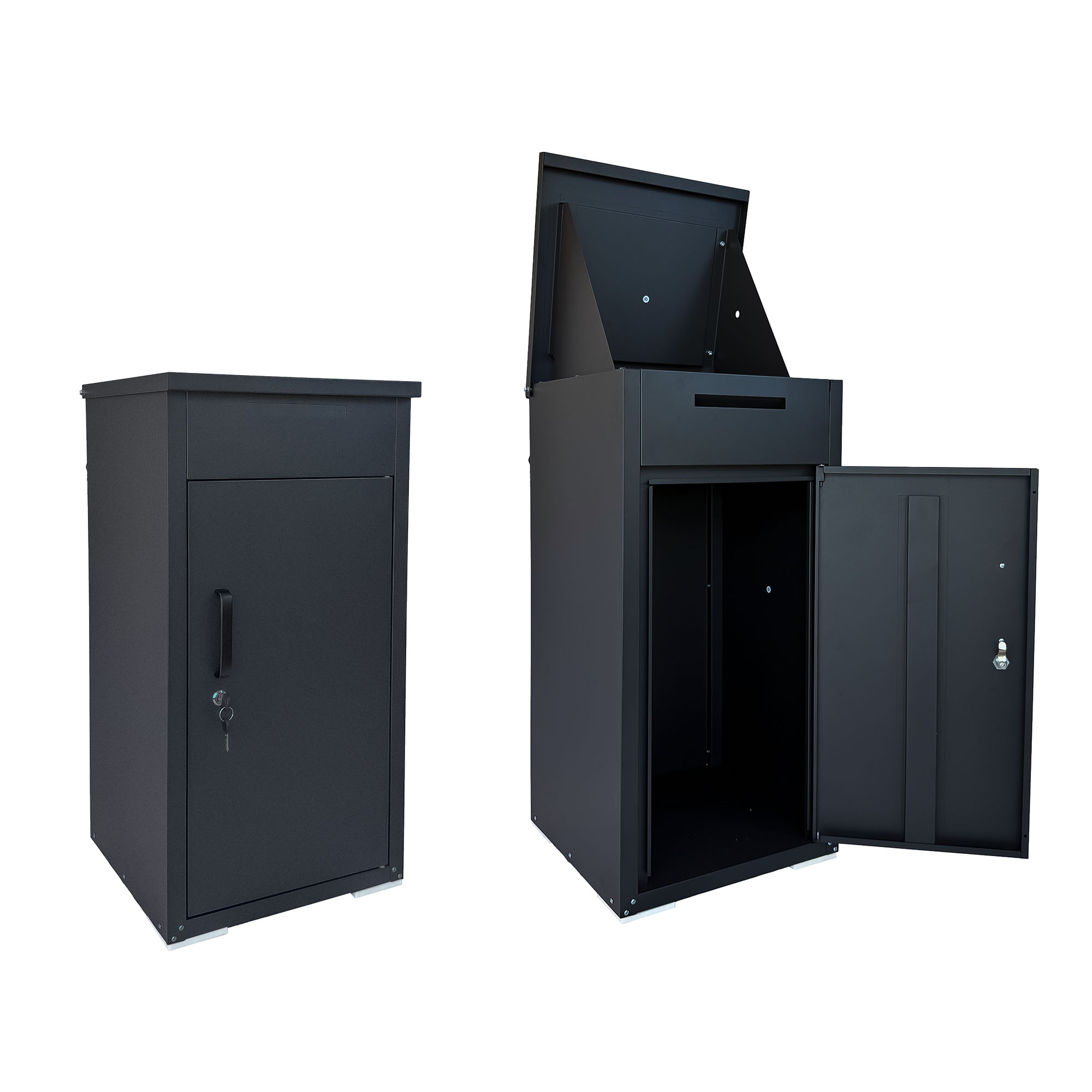 CQSXDA Large Lockable Delivery Box in Black, Cold-Rolled Steel Mailbox ...