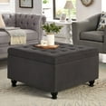 thumbnail image 1 of CQSXDA Large Square Storage Ottoman with Wooden Legs, Upholstered Button Tufted Coffee Table with Nail Trims, 1 of 9