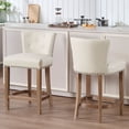 thumbnail image 1 of CQSXDA Leather Upholstered Bar Stools Set of 2, Fixed Height 26 Inch Comfortable Wooden Frame Chairs, 1 of 7