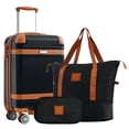 thumbnail image 1 of CQSXDA Lightweight ABS Hardshell Luggage Set 3-Piece, 20 Inch Carry-On Suitcase with TSA Lock Spinner Wheels for Travelers, Black, 1 of 15