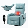 thumbnail image 1 of CQSXDA Living Room Heat Massage Recliner Chair in Light Fabric Featuring Rocker and Swivel Design，Antique blue green, 1 of 17