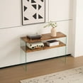 thumbnail image 1 of CQSXDA MDF Console Table With Walnut Tempered Glass Top, Large Entry Side Table For Living Room Storage, 1 of 6