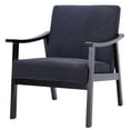thumbnail image 1 of CQSXDA Medieval-Inspired Modern Armchair  with High Back and Solid Wood Legs for Living Room or Bedroom, Antique Black, 1 of 18