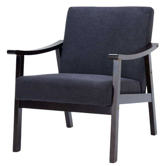 CQSXDA Medieval-Inspired Modern Armchair  with High Back and Solid Wood Legs for Living Room or Bedroom, Antique Black