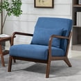 thumbnail image 1 of CQSXDA Mid Century Modern Accent Chair with Wood Frame and Waist Cushion, Velvet Upholstered Reading Armchair for Living Room and Bedroom, 250lbs Capacity, 1 of 11