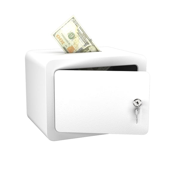 CQSXDA Mini Storage Cabinet Home Safe With Key And Password In 0.23 Cubic Feet For Money Documents And Valuables,White
