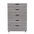 thumbnail image 1 of CQSXDA Modern 5-Drawer Dresser with Wheels - Versatile Storage Cabinet for Bedroom or Living Room, Gray, 1 of 13