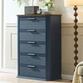 thumbnail image 1 of CQSXDA Modern 5 Drawers Dresser with Fluted Design in Wood, 45 Inch Tall for Bedroom and Living Room Storage Organizer, Navy Blue, 1 of 7