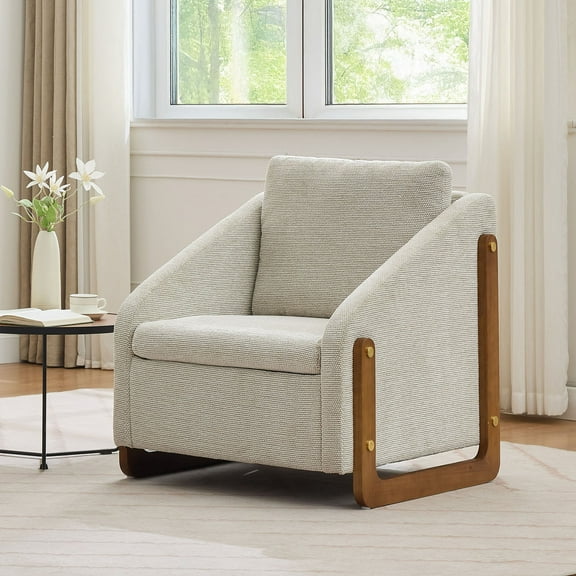 CQSXDA Modern Chenille Fabric Upholstered Armchair in Elegant Color with Cushioned Seat for Living Room or Bedroom