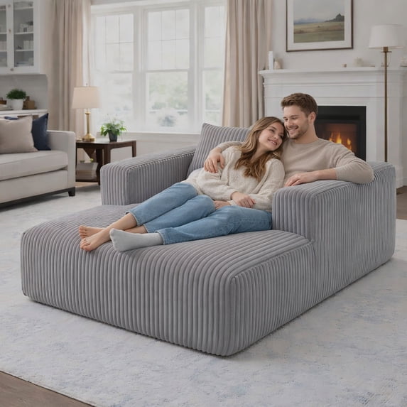 CQSXDA Modern Convertible Sofa Bed 62.6 Inch Compressed Couch in Corduroy Fabric with 2 Lumbar Pillows for Any Room, Grey