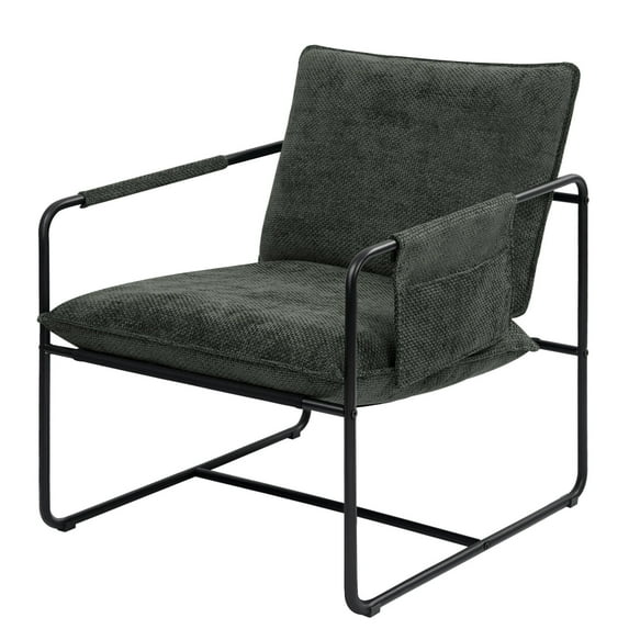 CQSXDA Modern Design Metal Frame Accent Chair with Upholstery, Reading Armchair for Living Room and Bedroom Use, Dark Gray