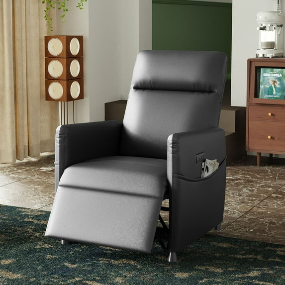 CQSXDA Modern Fabric Power Recliner Chair with Footrest and Padded Seat for Living Room or Home Theater, Black