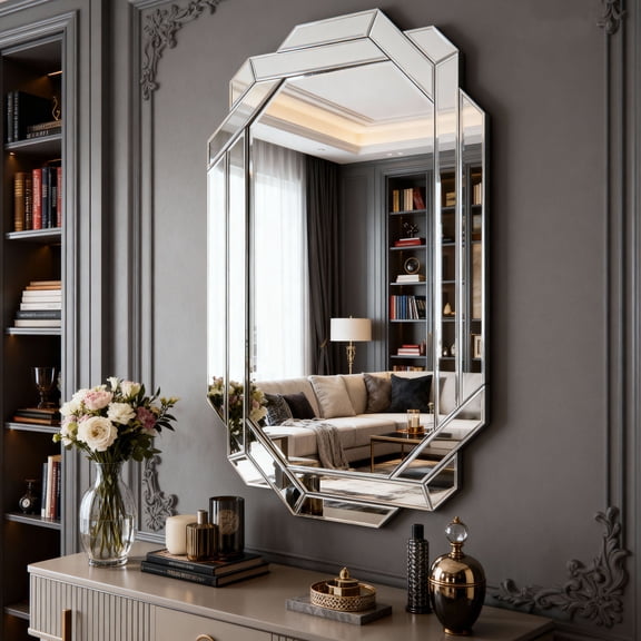 CQSXDA Modern Large Wall Mirror with Beveled Edge, Versatile Horizontal or Vertical Style, for Home Decor 35.8 x 23.8 Inches