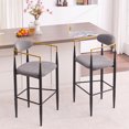 thumbnail image 1 of CQSXDA Modern Upholstered Bar Stool Set of 2 with Gold-Accented Armrests and Metal Frame 23 Inch Seat Height for Kitchen Use, Grey, 1 of 10