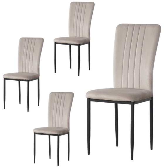 CQSXDA Modern Velvet Upholstered Dining Chairs Set of 4 with Metal Legs and Adjustable Feet for Kitchen or Dining Room, Gray