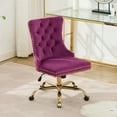 thumbnail image 1 of CQSXDA Modern Velvet Upholstered Tufted Button Office Chair  With Golden Metal Base Adjustable Desk Chair, Purple, 1 of 18
