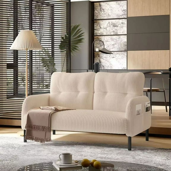 CQSXDA Monochrome Double Sofa Made With Cozy Corduroy Fabric Perfect For Living Room And Bedroom Decor