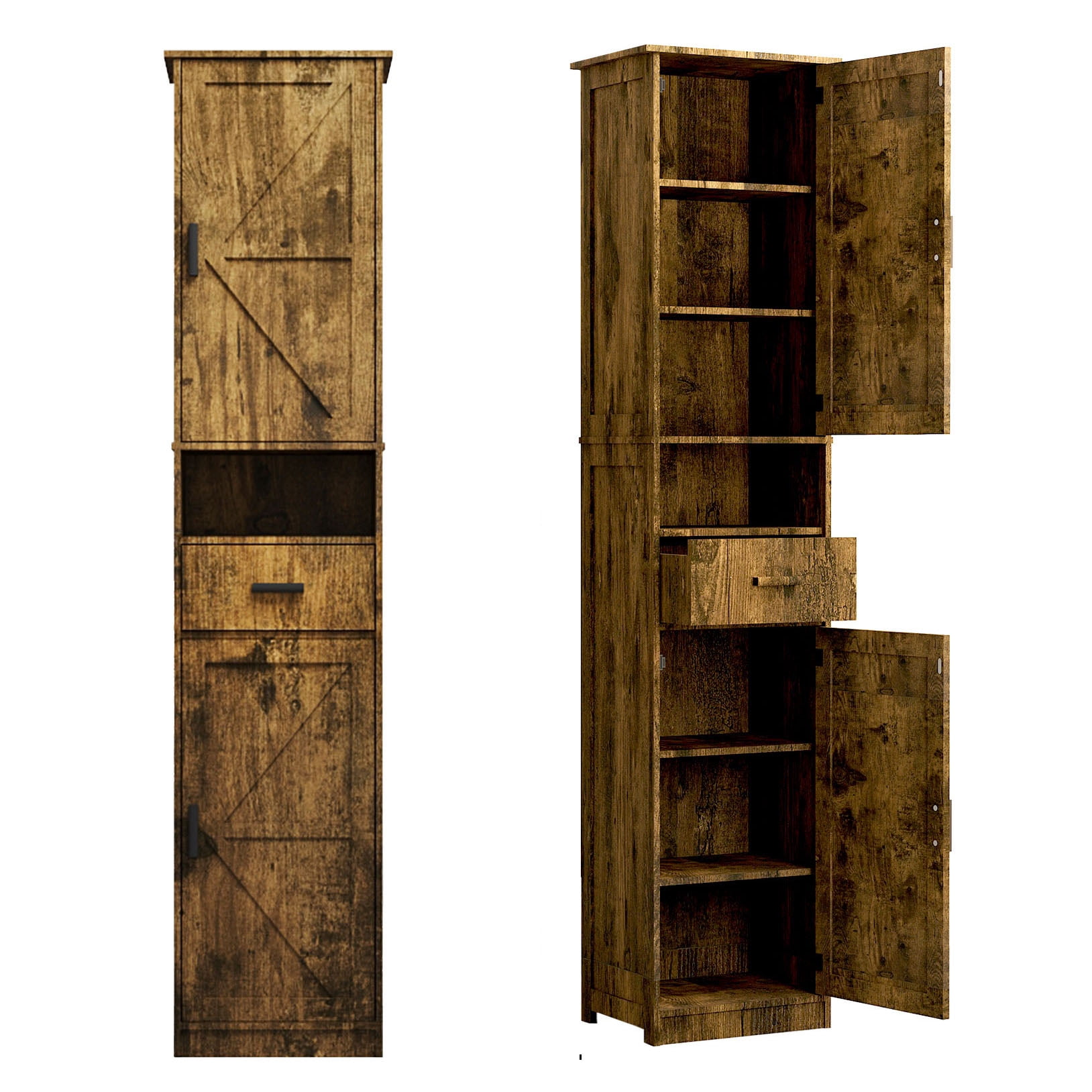 CQSXDA Tall Vintage Bathroom Storage Cabinet 69 Inches with 2 Barn ...