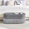 thumbnail image 1 of CQSXDA Multi-Functional Fringe Trim Oval Storage Ottoman With Lift-Top Lid 39 Inches Long With Metal Frame For Bedroom And Living Room, Grey, 1 of 9