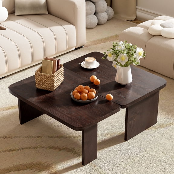 CQSXDA Multifunctional Coffee Table Set in Minimalist Style Wooden MDF Two Piece Combination for Modern Living Rooms