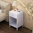 thumbnail image 1 of CQSXDA Nightstand with Drawer and Open Shelf in Light Purple, Scalloped Edge Bedside Table for Kids Room Decor, 1 of 11