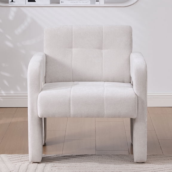 CQSXDA Nordic Style Single Armchair In Eco-Friendly Fabric With Padded Seat For Living Room And Office Use, Beige